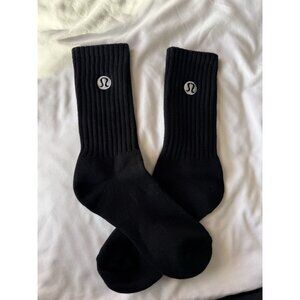Lululemon Black Crew Sock Women Size Medium Embroidered Logo NWOT